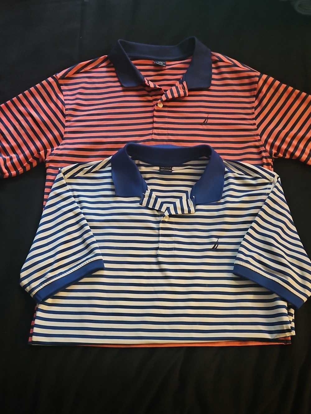 Nautica Kids Striped Polo Duo - Blue/White & Orange/Blue